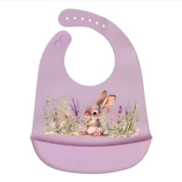 Kiokids Σαλιάρα Σιλικόνης Lavender Bunny