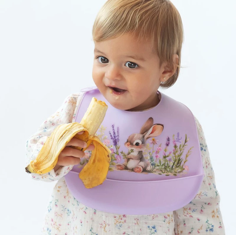 Kiokids Σαλιάρα Σιλικόνης Lavender Bunny