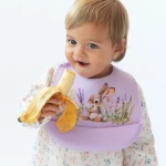 Kiokids Σαλιάρα Σιλικόνης Lavender Bunny
