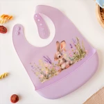 Kiokids Σαλιάρα Σιλικόνης Lavender Bunny