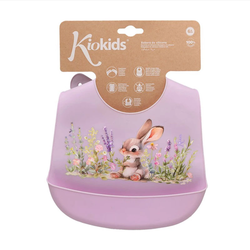 Kiokids Σαλιάρα Σιλικόνης Lavender Bunny