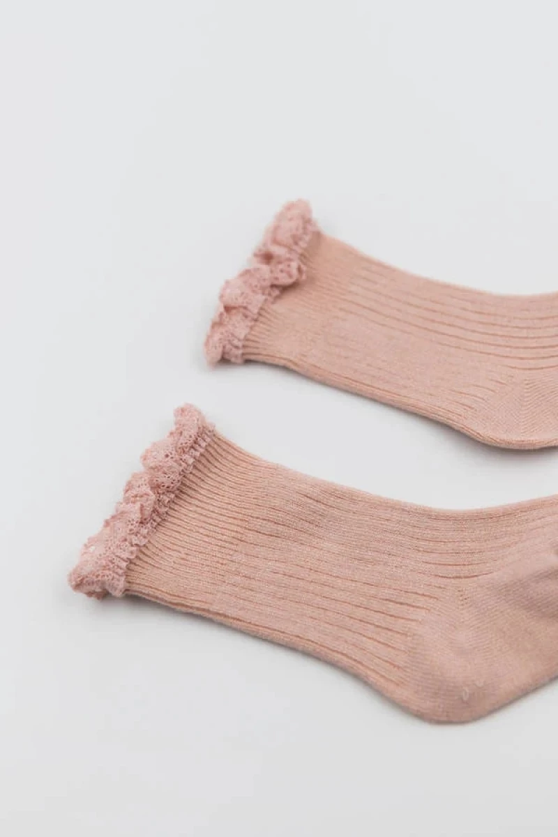 Bamboom Καλτσάκια Μωρού με Δαντέλα από Bamboo Nude Pink