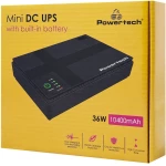 POWERTECH mini DC UPS PT-1435, 36W, 10400mAh, 3x DC, USB/LAN/POE, μαύρο