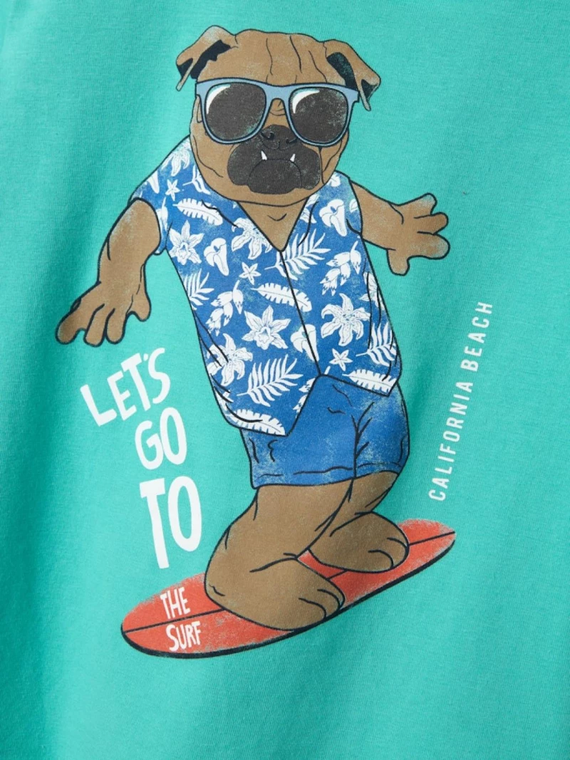 Μπλούζα κοντομάνικη αγόρι "Let’s Go to the Surf" τιρκουάζ