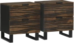 vidaXL Κομοδίνα 2 τεμ 40x33.5x46 εκ Μασίφ Ξύλο Καρυδιάς