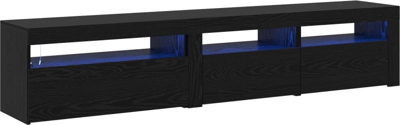 vidaXL Βάσεις τηλεόρασης 2 τεμ με φωτιστικά LED μαύρη καρυδιά επεξεργασμένο ξύλο