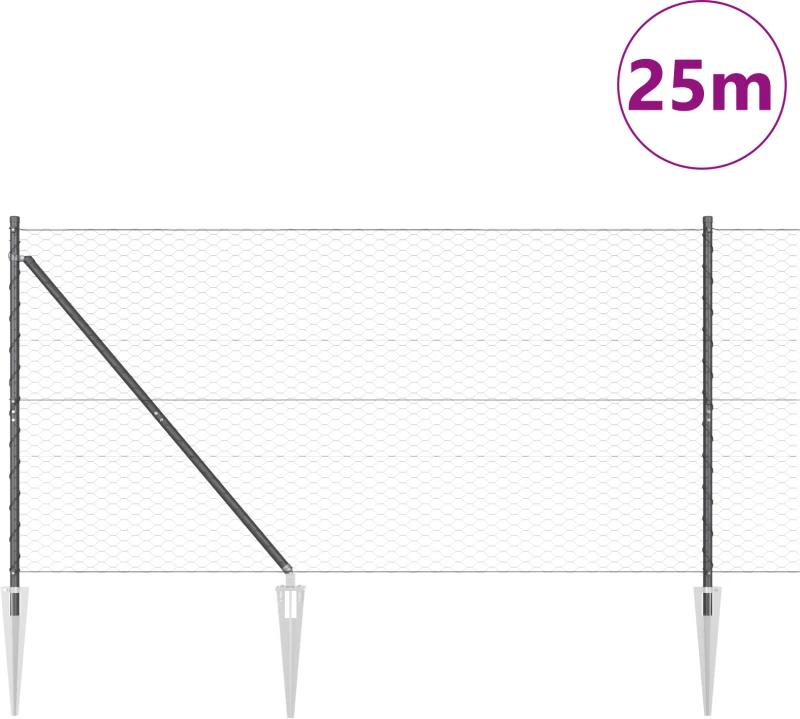 Φράκτης Hexagon vidaXL Γκρι 1.4x25 μ Πηλός