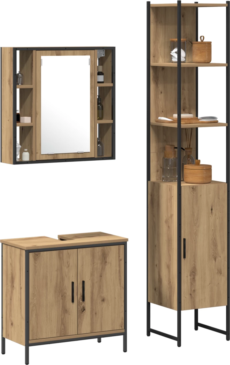 vidaXL Ντουλάπα Μπάνιου Άρτεσιν Όκ 33x33x185.5 cm Επεξεργασμένο Ξύλο