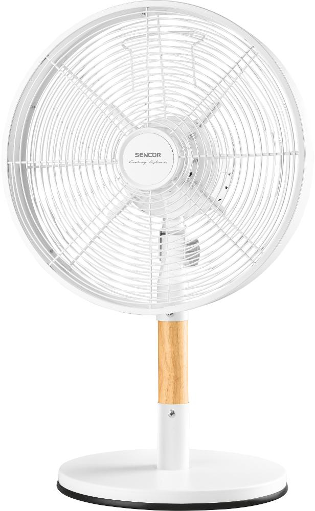 Επιτραπέζιος Ανεμιστήρας Sencor SFE 3080WH 35W με 3 Ταχύτητες και Μεταλλικό Σώμα με Φυσικό Ξύλο