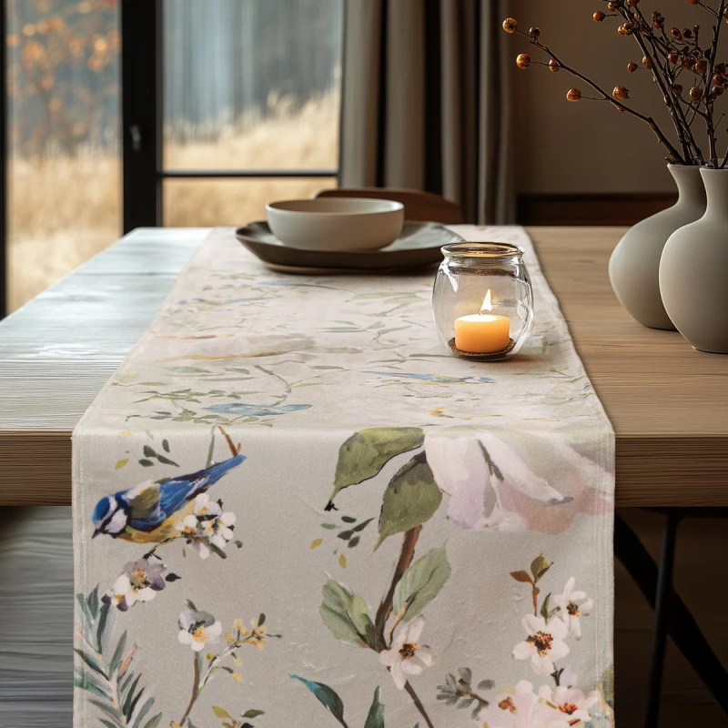 490054 BEAUTY HOME ΡΑΝΝΕΡ ΒΕΛΟΥΔΟ PEONY AND BIRD 32 CM X 1,5 M