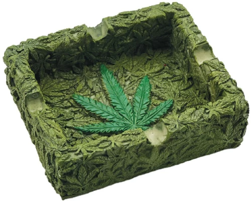 Τασάκι Ρητίνης Πράσινο Hemp Leaf Green - 10x8cm