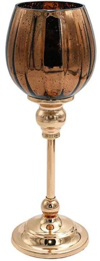 Κηροπήγιο 374-224-374 36cm Gold-Brown Γυαλί