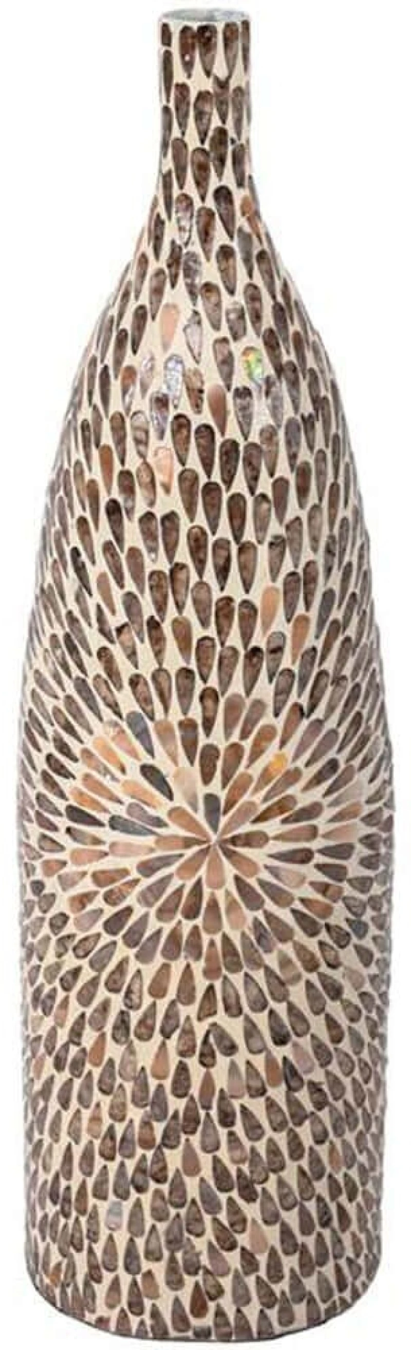 Βάζο Με Κοχύλια Tear Drop 944-124-010 22x81cm Multi-Beige Bamboo