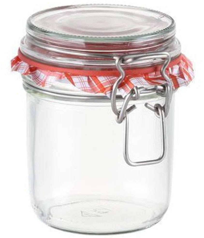 Βάζο Αποθήκευσης Della Casa 895142 Φ7x11,5cm 350ml Clear-Red Tescoma Γυαλί