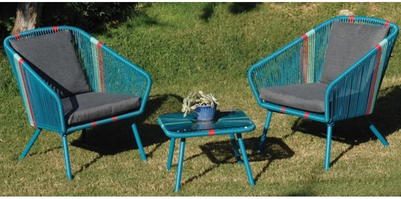 Σετ Σαλόνι 154517 63,2x70x77,5/48x48x37.8cm Blue 2 Θέσεων