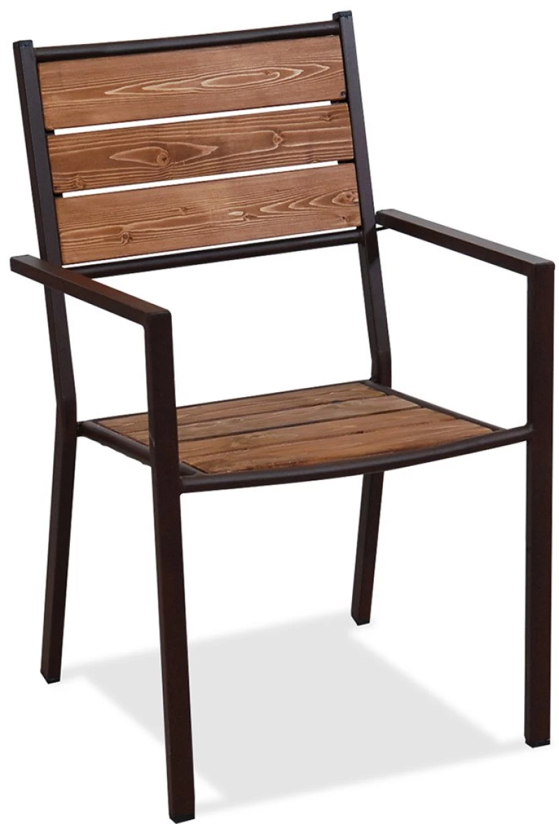 Πολυθρόνα Μεταλλική Με Ξύλο 223912 56x54x90cm Natural-Black