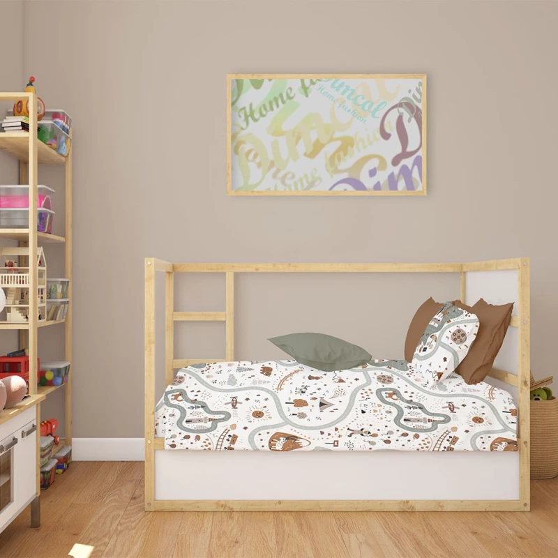 Σεντόνι Βρεφικό Countryside 580 White-Mint DimCol Crib 80x110cm 100% Βαμβάκι