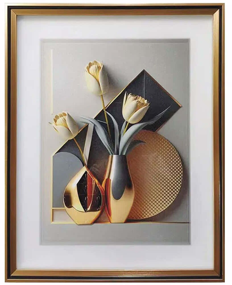 Κάδρο 3D Βάζα 16-50014 41x51cm Multi Marhome Vertical Πλαστικό, Γυαλί