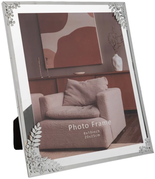 Κορνίζα Με Σχέδιο Λουλούδι 89386 20x25cm Silver Μέταλλο