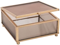 Μπιζουτιέρα Με Γυαλί-Καθρέπτη 89412 13x13x6cm Gold Μέταλλο,Γυαλί