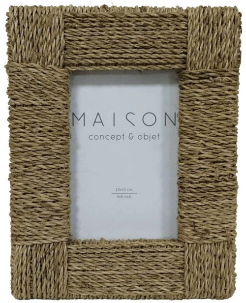 Κορνίζα Για Φωτογραφία 10x15cm Zibu 032636 23x18x3cm Natural Γυαλί,Seagrass
