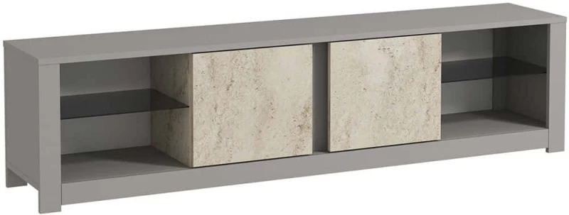 Έπιπλο Tηλεόρασης Aydos 382NRC2526 180x35x45cm Travertine Beige-Grey