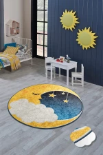 Χαλί Moon 876CHL1099 Yellow-Blue Conceptum Hypnose 140x140cm Round
