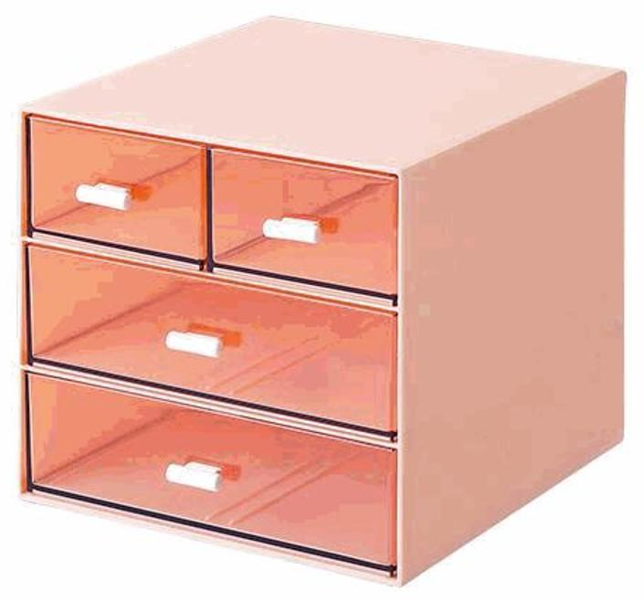 Organizer με 4 συρτάρια ροζ Y14,6x15,5x17,6εκ.