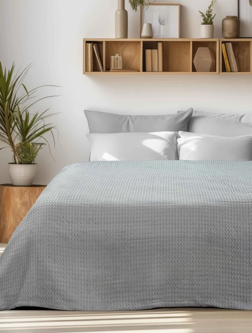 Κουβέρτα Πικέ PIKONA GREY Γκρι Κουβέρτα Πικέ: 170 x 240 εκ. MADI