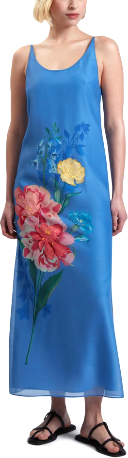 TED BAKER FAYDA ORGANZA SCOOP NECK MIDI DRESS WOMEN TED BAKER ΚΙΤΡΙΝΟ- ΜΠΛΕ- ΦΟΥΞΙΑ (280681-MID-BLUE)