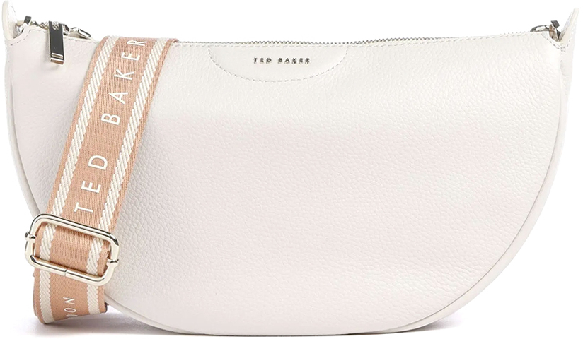 TED BAKER ESSINA WEBBING LEATHER HALF MOON CROSSBODY BAG WOMEN TED BAKER ΜΠΕΖ- ΤΑΜΠΑ (278283-ECRU)