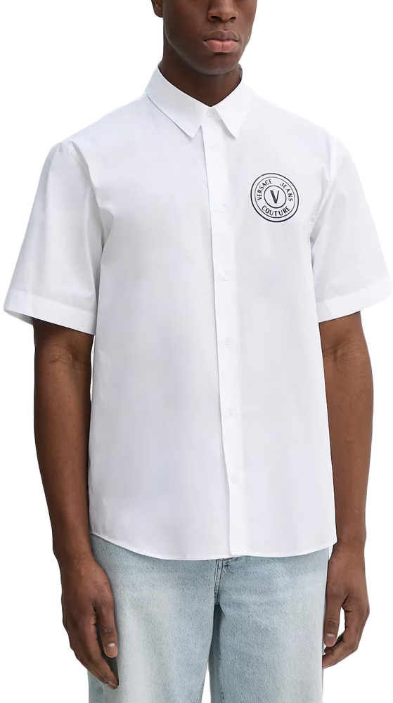 VERSACE JEANS COUTURE 78UP211 R V-EMBLEM SHORTSLEEVE REGULAR FIT SHIRT MEN VERSACE JEANS COUTURE ΛΕΥΚΟ (78GALY11-CN002-003)