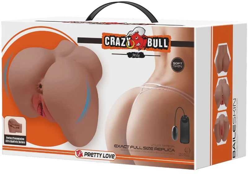 CRAZY BULL - MILA VIBRATOR BUTT WITH REALISTIC VAGINA AND ANUS FLESH CONTROL REMOTO