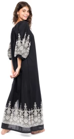 Γυναικείο Beachwear Pink Label - Maxi καφτάνι -  Μαύρο ethnic - Cotton
