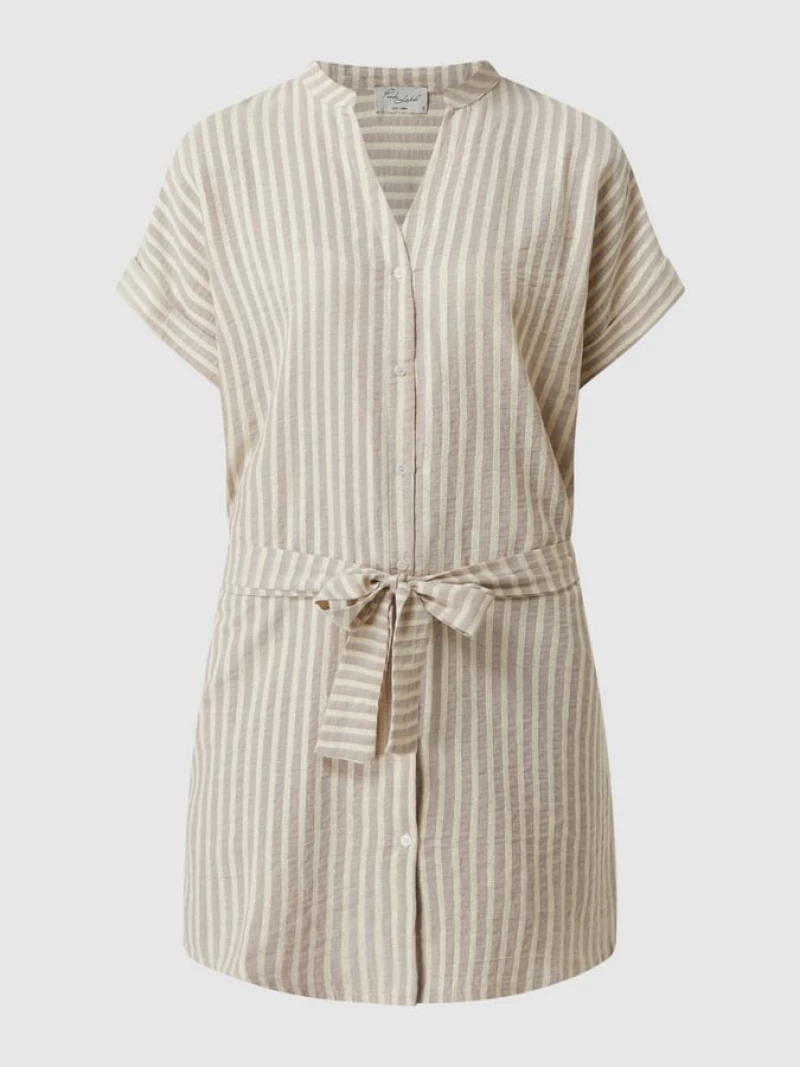 Γυναικείο Beachwear Pink Label - Λευκό Ριγέ - Κοντό σεμιζιέ - Cotton