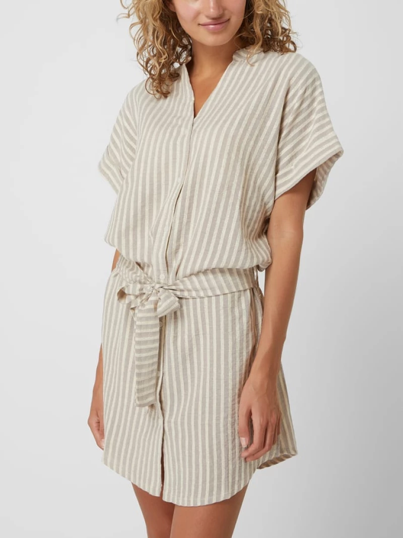 Γυναικείο Beachwear Pink Label - Λευκό Ριγέ - Κοντό σεμιζιέ - Cotton