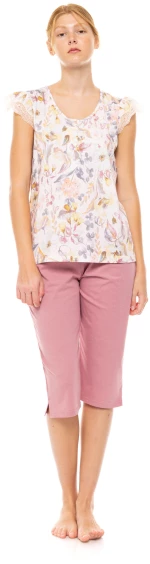 Γυναικεία Πυτζάμα Pink Label - FLORAL ROSE - Κάπρι - Cotton