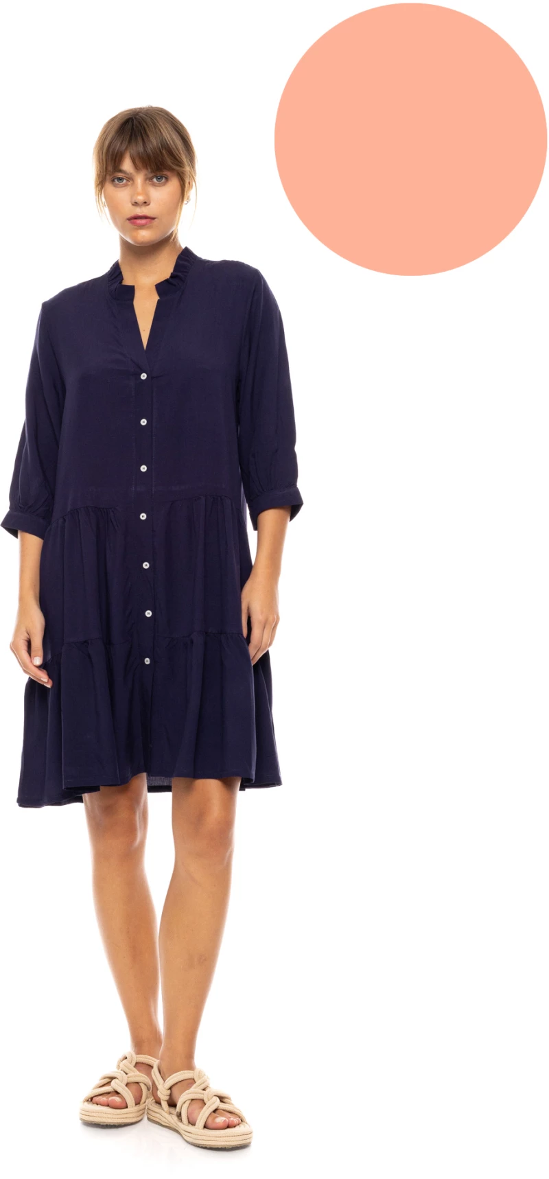 Γυναικείο Beachdress Pink Label -  Φόρεμα Σεμιζιέ - Salmon - Regular Fit - Viscose