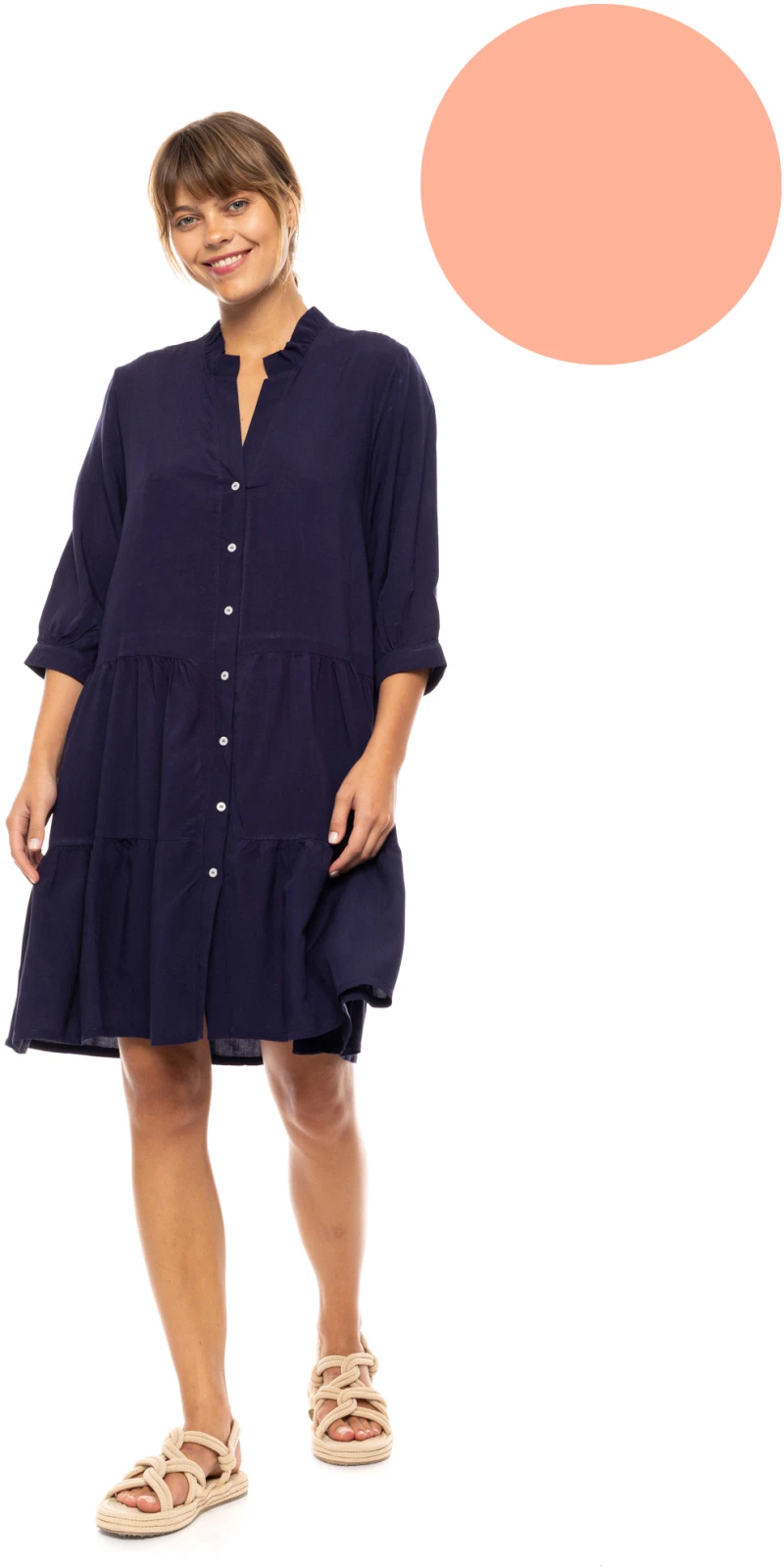 Γυναικείο Beachdress Pink Label -  Φόρεμα Σεμιζιέ - Salmon - Regular Fit - Viscose