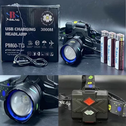 Φακός Κεφαλής LED Επαναφορτιζόμενος με 3 x 18650 Μπαταρίες 8800Mah BL-8118-3-2