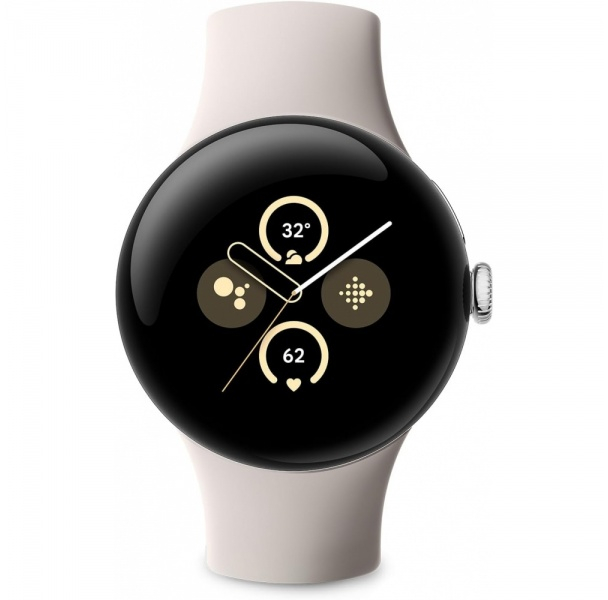 Google Pixel Watch 2 Aluminium 41mm με Παλμογράφο (Polished Silver / Porcelain Active Band)
