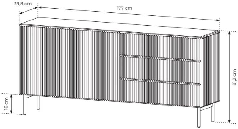 Μπουφές Muti με συρτάρια Λευκό Kazmir 177x81x40cm