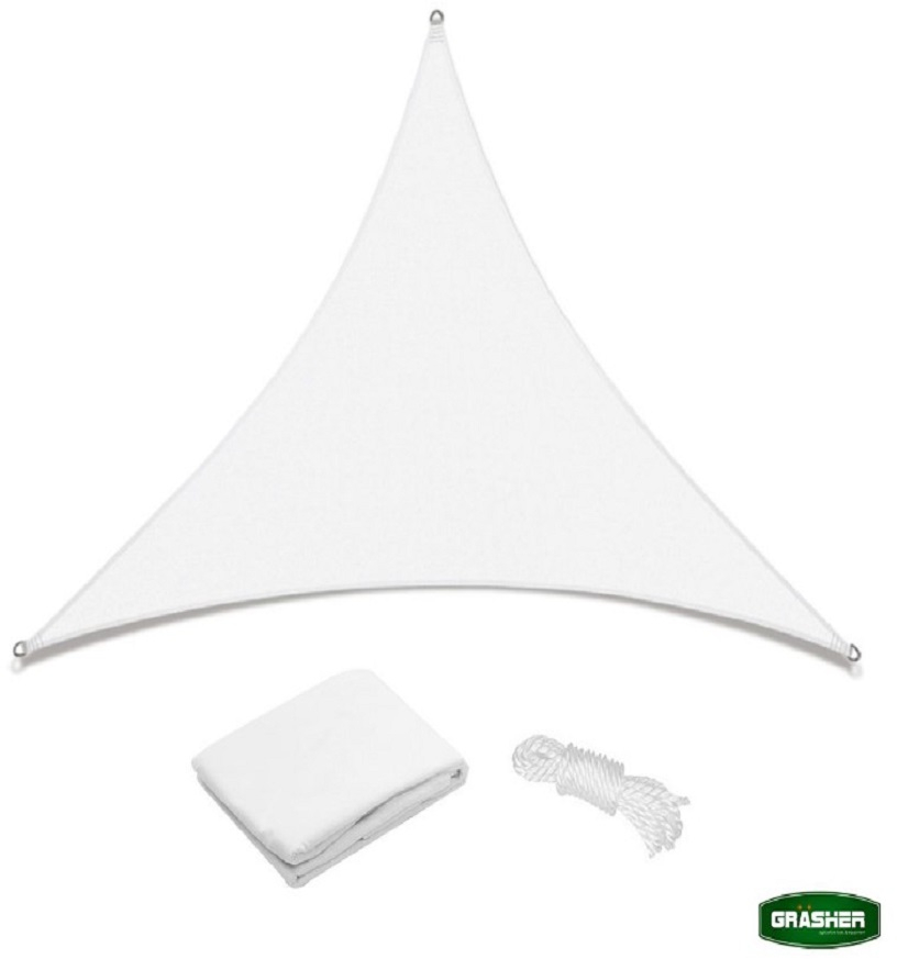 Grasher Ε220 Πανί σκίασης τρίγωνο με κρίκους 180gr/m²  5x5x5m Λευκό / 103789