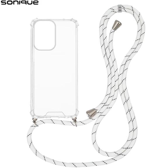 Θήκη Σιλικόνης με Κορδόνι Sonique Armor Clear Motorola Moto G05 4G / Moto E15 4G Rainbow Λευκό
