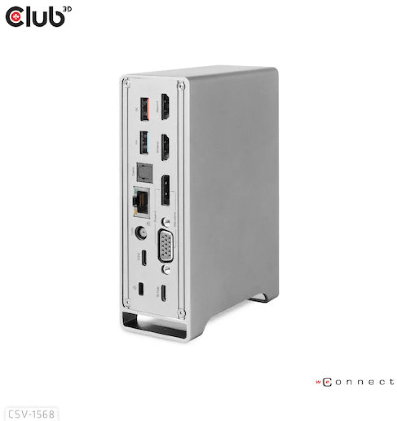 Club3D USB-C Docking Station με DisplayPort 4K PD Ethernet και συνδεση 3 Οθονών Ασημί (CSV-1568)