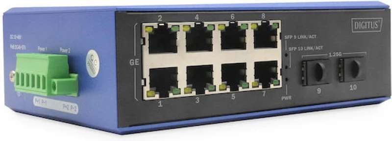 Digitus DN-651151 Unmanaged L2 PoE Switch με 8 Θύρες Gigabit (1Gbps) Ethernet και 2 SFP Θύρες