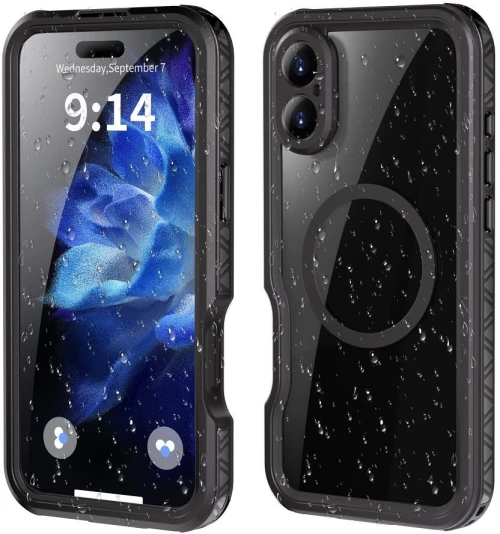 Waterproof case SHELLBOX GT compatible with MagSafe for IPHONE 16 Plus black