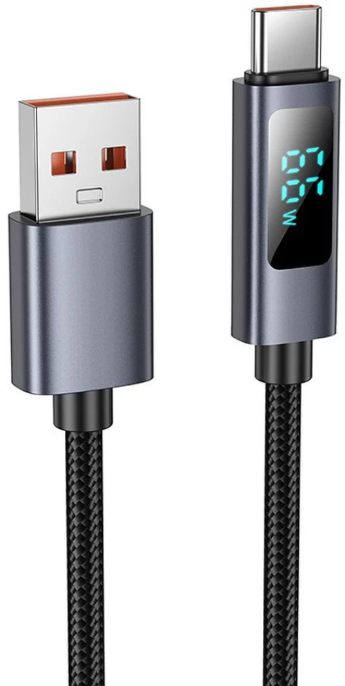 Cable USB A to USB C Hoco 5A with display 1 m X112 black