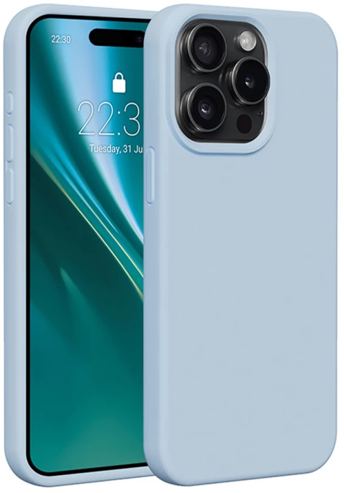 Etteri Silicone case for iPhone 15 Pro Max 6,7" light blue