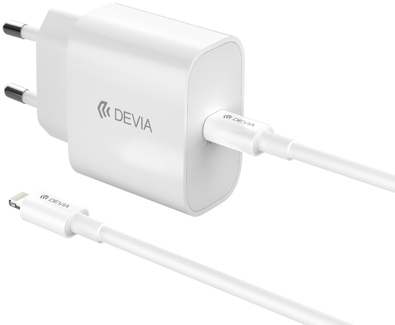 Devia wall charger Smart PD GaN 30W 1x USB-C white + cable USB-C - Lightning